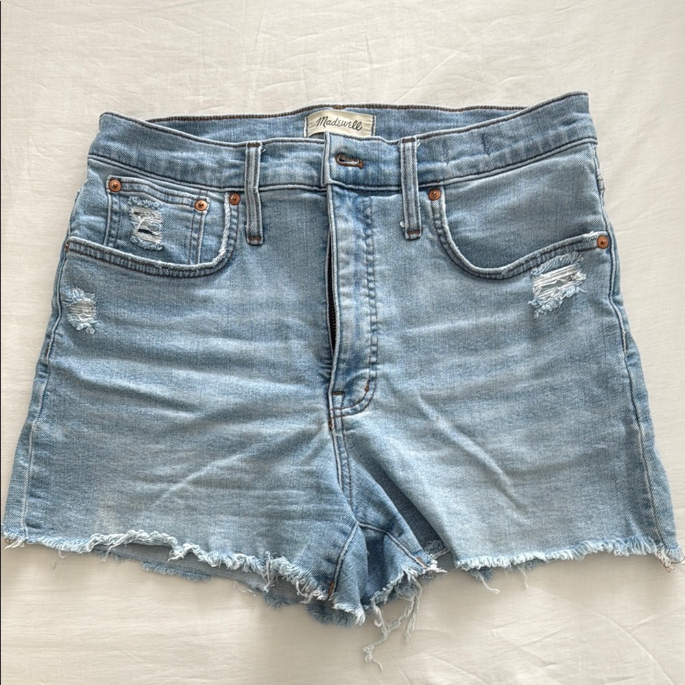 Madewell Blue Distressed Denim Shorts